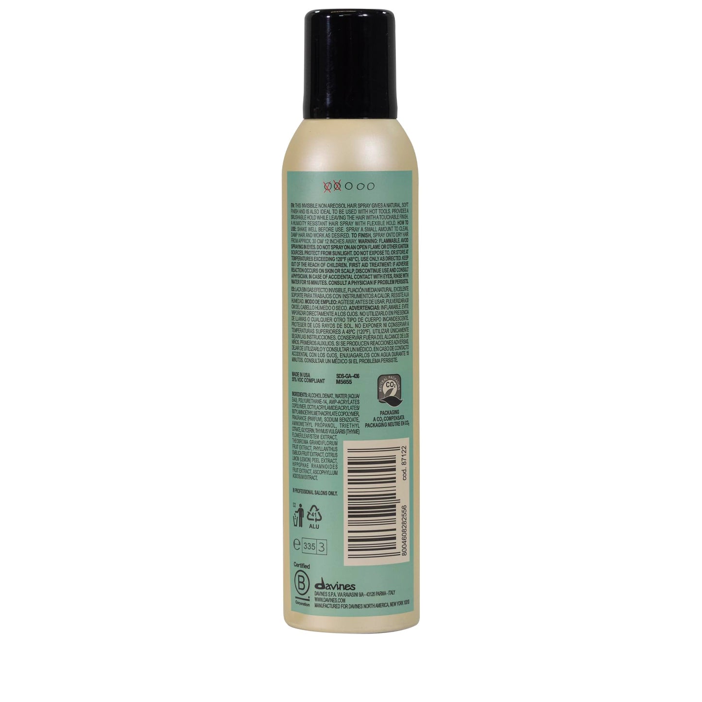 Davines This Is An Invisible No Gas Spray, Medium Hold Natural Finish - Non-Aerosol Spray for Brushable Hold - Fast Drying & Humidity Resistant, 8.45 Fl Oz