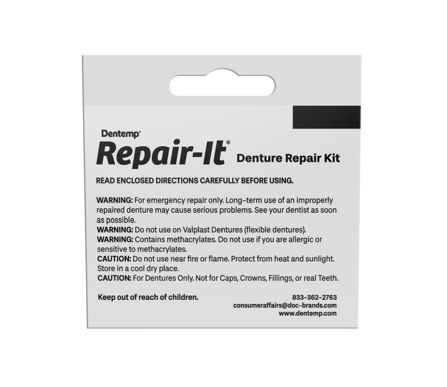 Dentemp Repair Kit - Repair-It Advanced Formula Denture Repair Kit - Repairs Broken Dentures, Mends Cracks and Replace Loose Teeth