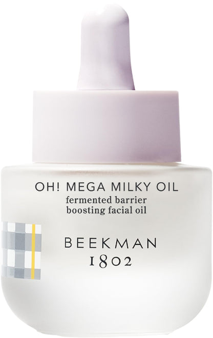 Beekman 1802 Oh! Mega Milky Facial Oil Serum – Vitamin C & Niacinamide Serum for Hydration & Barrier Support – Lightweight Face Oil, Non-Greasy, Fragrance Free, Sensitive Skin Safe, 0.5 Fl Oz