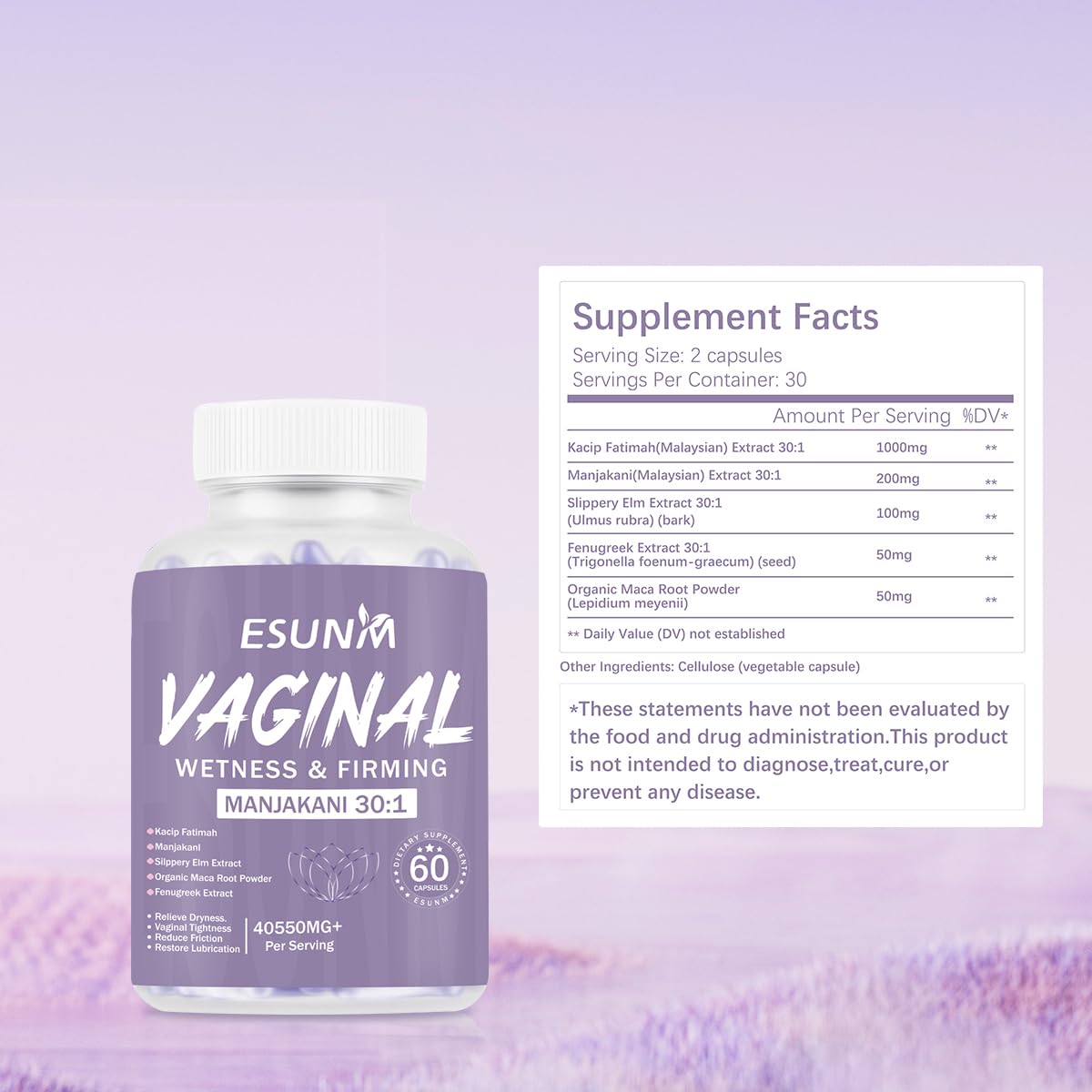 Vaginal Moisturizer Capsules, Female Vaginal Probiotics Wetness & Tightening Vaginal Wellness Supplement for Enhance Vaginal Muscle Tone & Vaginal Dryness- Vegan,60 Capsules