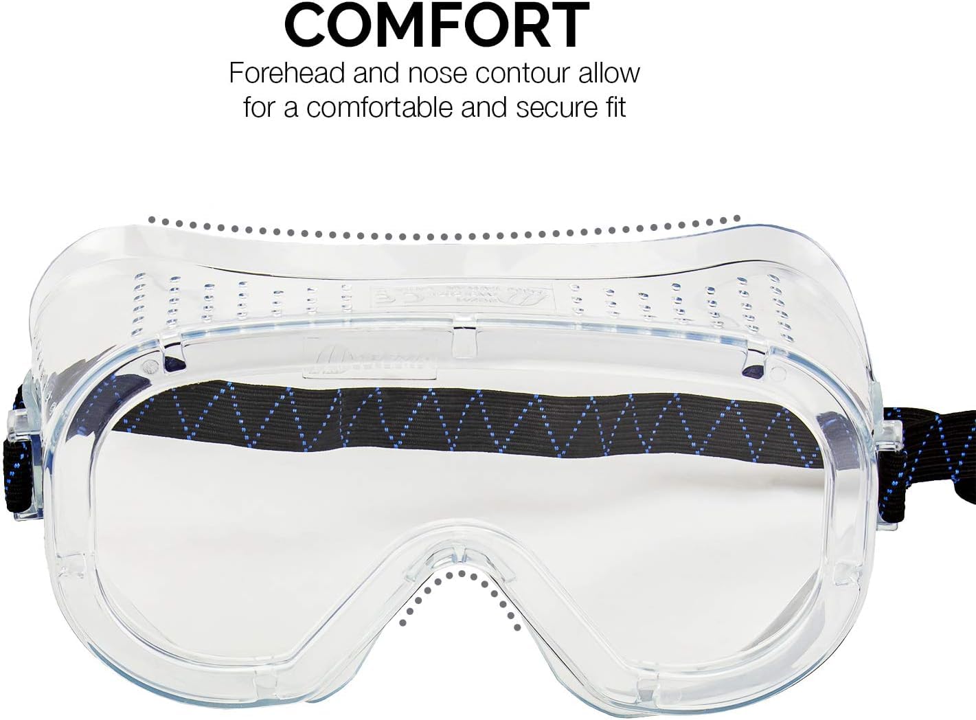 NEIKO 53874A 4 Pack Clear Protective Lab Safety Goggles Chemistry, Scientific, Construction Goggles, Contractor Work, Woodworking, Anti-Fog and Splash, Includes Ventilation and for Men and Women