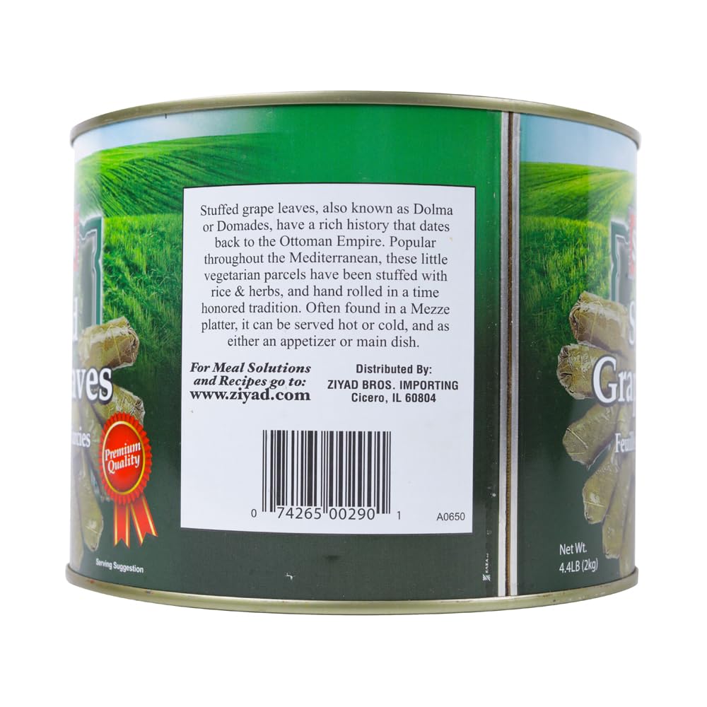 Sultan Vegetarian Stuffed Grape Leaves – Halal Mediterranean-Style Dolmas – Hand-Rolled, Pre-Cooked Canned Food – Rice & Herb Filling – Ready to Eat Hot or Cold – Perfect for Mezze, 4.4lb