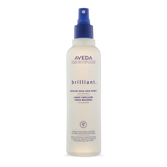 Aveda Brilliant Medium Hold Hair Spray | Non-Aerosol Spray | Anti-Humidity | Adds Shine | for All Hair Types | Jasmine, Rose, Clove Aroma | 8.5 Fl Oz