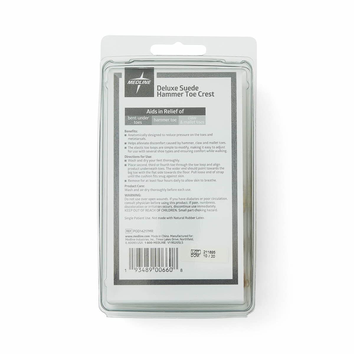 Medline Hammer Toe Crest, Deluxe Suede, Right, Size Medium, Pack of 3