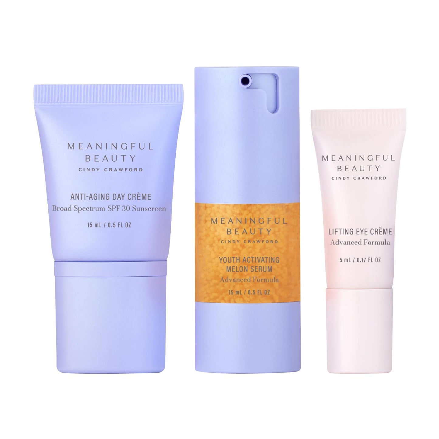 Meaningful Beauty Essentials Skincare System Advanced Formula Starter Kit, with Melon Super Antioxidants, Includes Youth Activating Melon Serum, Day Creme & Eye Cream for Younger-Looking Skin