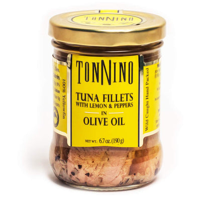 Tonnino Yellowfin Tuna Fish – Lemon Pepper in Olive Oil – Pack of 6 – Alternative to Salmon – Protein Snacks – Ready to Eat Meals