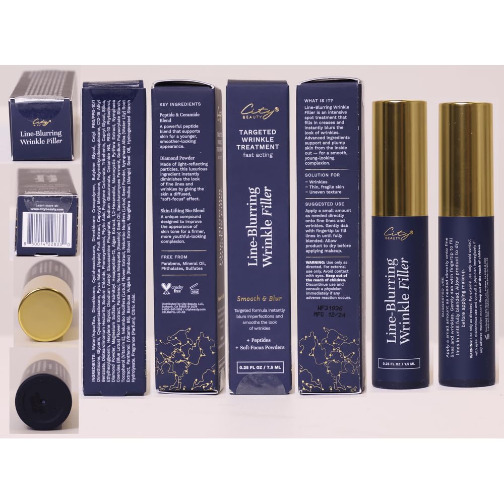 City Beauty Line-Blurring Wrinkle Filler – Spot Solution for Wrinkles & Fine Lines – Smooth, Firm & Hydrated Skin for Face & Neck – Clean Formula with Peptides & Diamond Powder