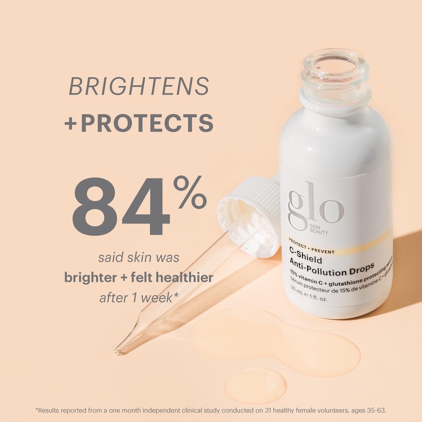 Glo Skin Beauty C-Shield Anti-Pollution Drops Travel Size, Offers Advanced Anti-Pollutant and Blue Light Protection for Improved Complexion Clarity and Renewed Radiance (0.43 Fl Oz)