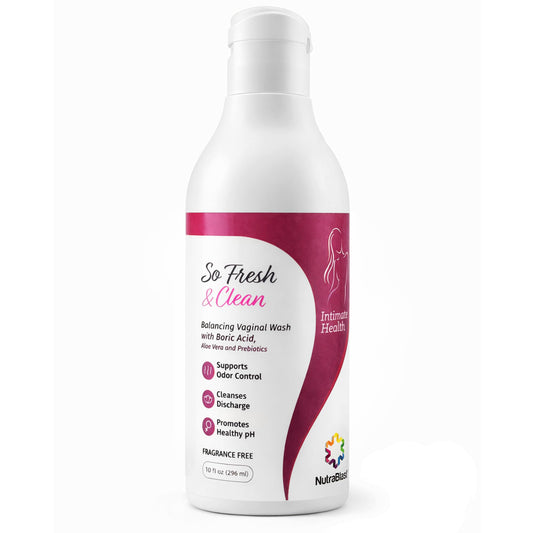 NutraBlast So Fresh & Clean | pH Balance Feminine Wash with Boric Acid | Supports Odor Control | Cleanses Discharge | Promotes Healthy Intimate Balance (10 fl oz)