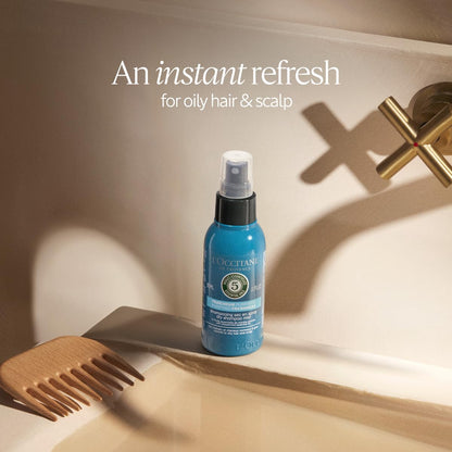 L'OCCITANE Purifying Freshness Dry Shampoo Mist: Aerosol Free, Absorbs Excess Sebum, Refreshes Hair Without Heaviness or Chalky Residue