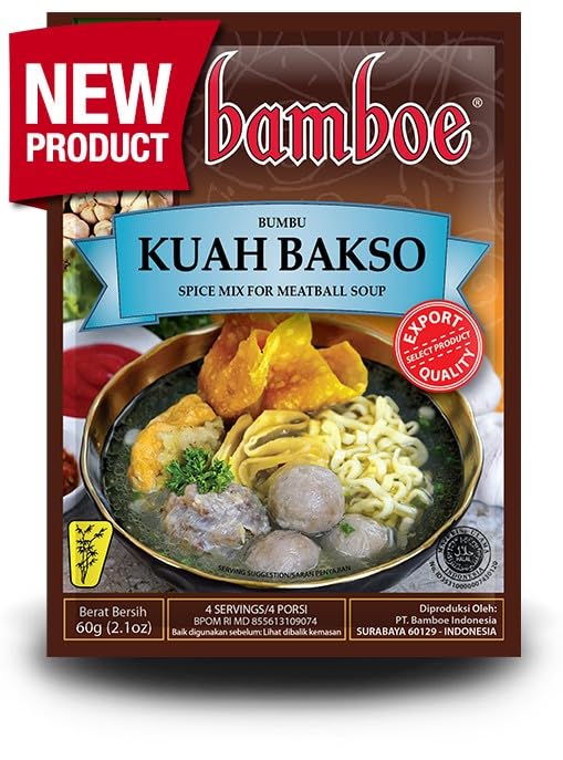 Bamboe Bumbu Kuah Bakso Meatball Soup Spice Mix, 60 Gram (Pack of 6)