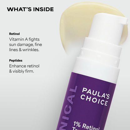 Paula's Choice CLINICAL 1% Retinol Face Treatment with Peptides, Vitamin C & Licorice Extract, Anti-Aging Skin Care Serum, Fine Lines & Wrinkles, Fragrance Free
