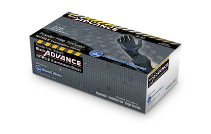 Diamond Gloves Black Advance Nitrile Examination Powder Free Gloves, Black, 6.3 mil, Heavy Duty, Medical Grade, 100/box