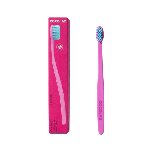 Cocolab Cocobrush Ultra Soft Toothbrush, Compact Head Bristles for Teeth Cleaning, Sensitive Gums Oral Care, Manual Toothbrush for Adults and Kids, Cherry Blossom