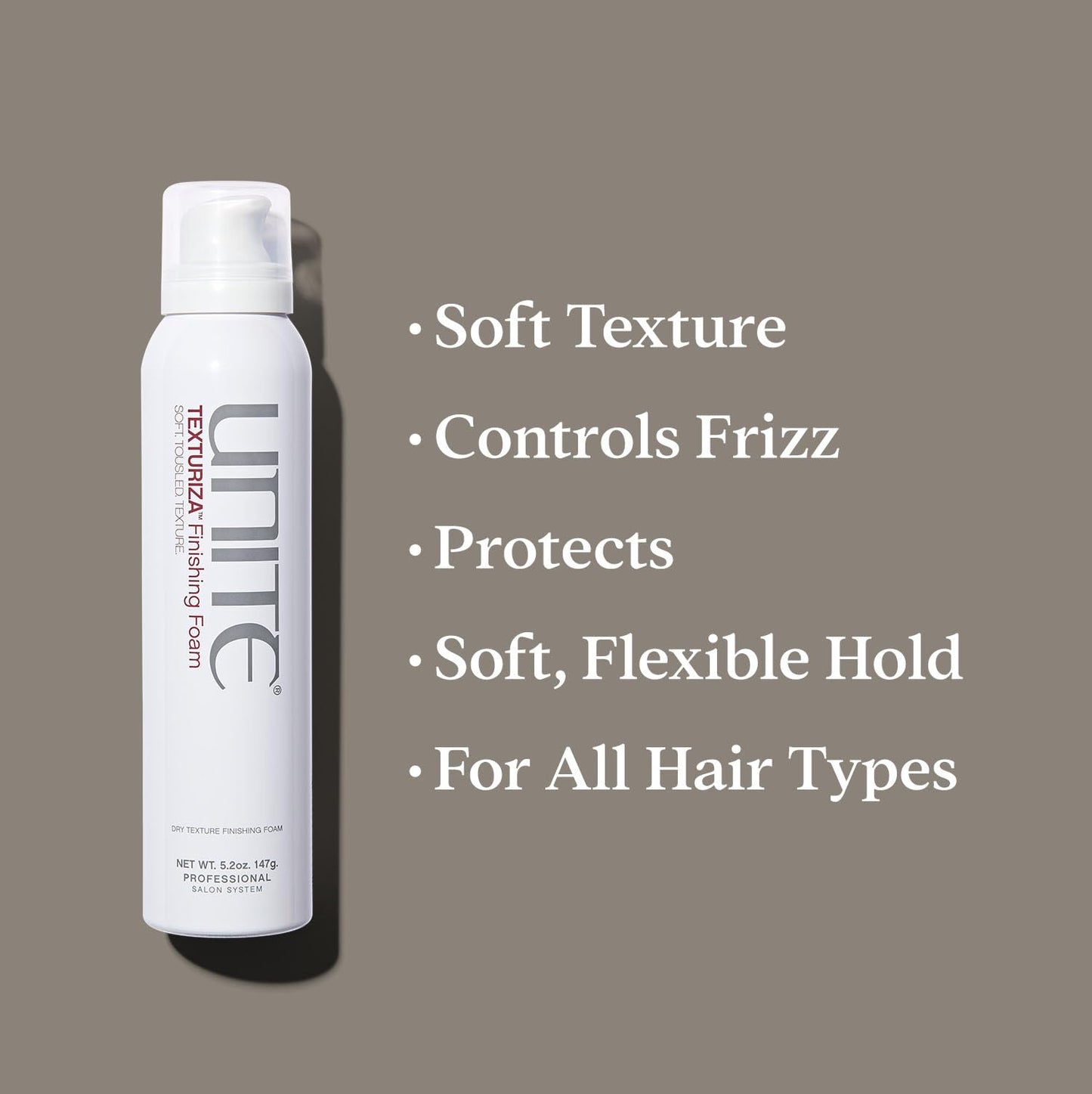 UNITE Hair – TEXTURIZA Finishing Foam – Dry Texture Foam for Soft, Tousled Definition & Light Grip – Satiny-Sheen Finish – 5.2 Oz
