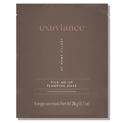 EXUVIANCE Pick-Me-Up Plumping Mask with Pure Hyaluronic Acid and Caffeine for Instant Plumping Hydration - Reveal Smooth, Supple and Luminous Skin, For All Skin Types - Single Use Sheet Mask, 0.7 oz