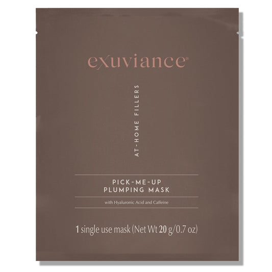 EXUVIANCE Pick-Me-Up Plumping Mask with Pure Hyaluronic Acid and Caffeine for Instant Plumping Hydration - Reveal Smooth, Supple and Luminous Skin, For All Skin Types - Single Use Sheet Mask, 0.7 oz