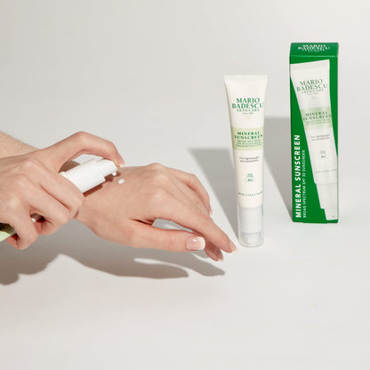 Mario Badescu Mineral Sunscreen SPF 30 for All Skin Types | Reef Safe, Oil-free Moisturizer Formulated with Zinc Oxide, Hyaluronic Acid & Antioxidants | 1.5 Fl Oz