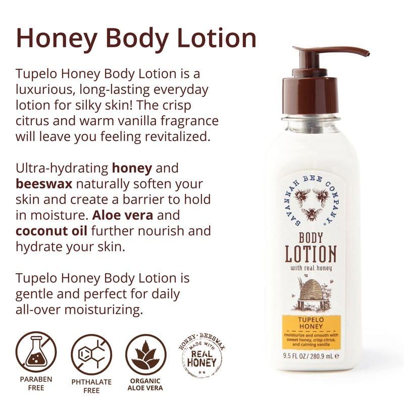 Savannah Bee Company Honey Body Lotion - All Natural Body Lotion for Women and Men