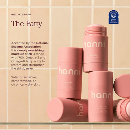 HANNI Fatty Body Moisturizer Stick with Fatty Acids, Travel Size Friendly Solid Lotion for Plumping and Hydration, Fragrance-Free and Safe for Sensitive Skin, 2.5 oz