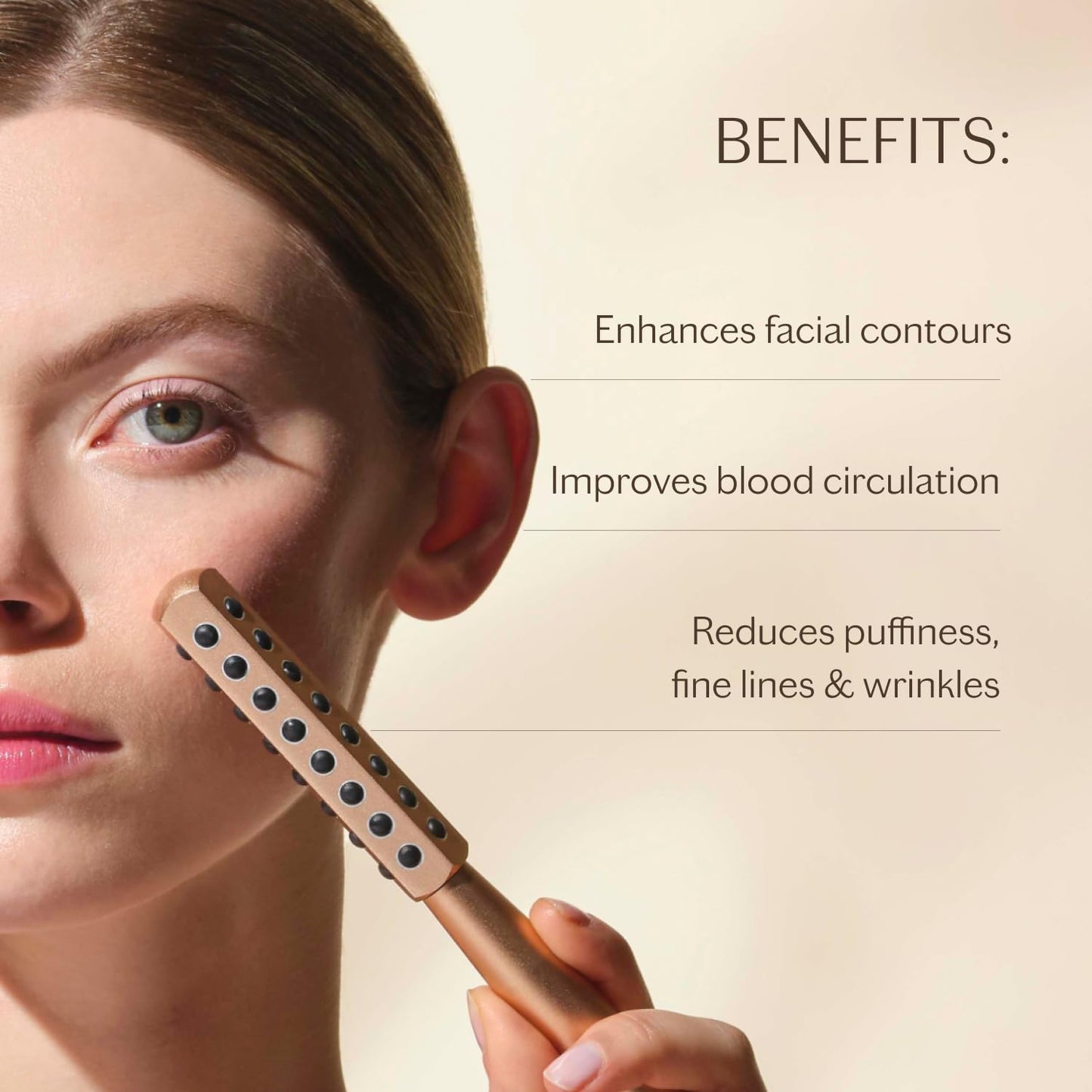 MZ Skin Tone & Lift Geranium Contouring Facial Roller 1-Unit | Sculpting Face Roller with Acupressure Pods | De-Puffs, Tones & Boosts Radiance