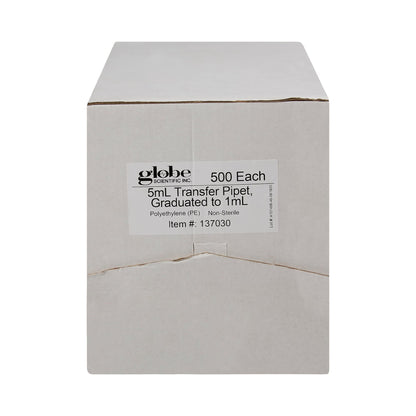 Globe Scientific LDPE Transfer Pipette 5 mL 0.25 mL Graduation Increments 3.4 mL Draw Volume 5000 pcs