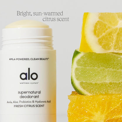 ALO Yoga Alo Supernatural Deodorant - Citrus Scented + Unscented - Long-Lasting, Skin-Saving, Soothing Deodorant - Aluminum & Baking Soda-Free - 1.7 Oz (2 Pack)