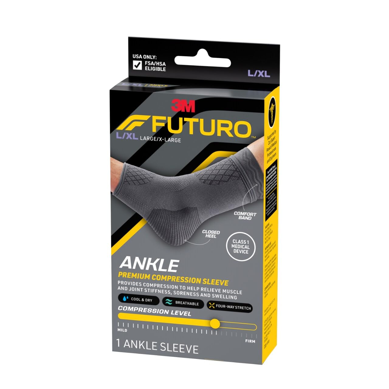 Futuro Premium Compression Ankle Sleeve, L/XL