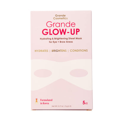 Grande Cosmetics GrandeGLOW Up Sheet Mask Set - for Hydrated, Brighter-Looking Eye & Brow Areas (5 Count)
