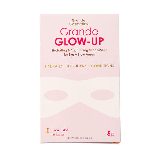 Grande Cosmetics GrandeGLOW Up Sheet Mask Set - for Hydrated, Brighter-Looking Eye & Brow Areas (5 Count)