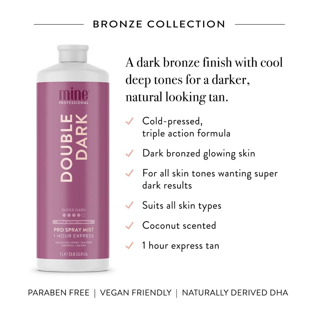 MineTan Spray Tan Solution | Bronze Collection - Dark Sunless Tanning Solutions for a Bronzed, Glow Skin Finish, Fast Dry, Hydrating, Coconut Scented, Salon Pro Formula Fake Tanner Mist, 33.8 Fl Oz