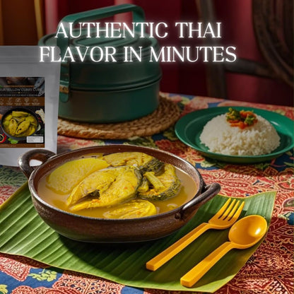 Yellow Sour Soup Cube – 40 g (1.41 oz) Authentic Southern Thai Paste Cube, Ready-to-Use Instant Curry Block, Spicy & Tangy Flavor, Single-Serve for 2 No Color, No MSG, No Preservatives Added (1)