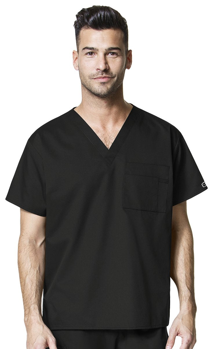WonderWink Womens Unisex V-Neck Top Medical Scrubs Shirt, Black, XX-Large US