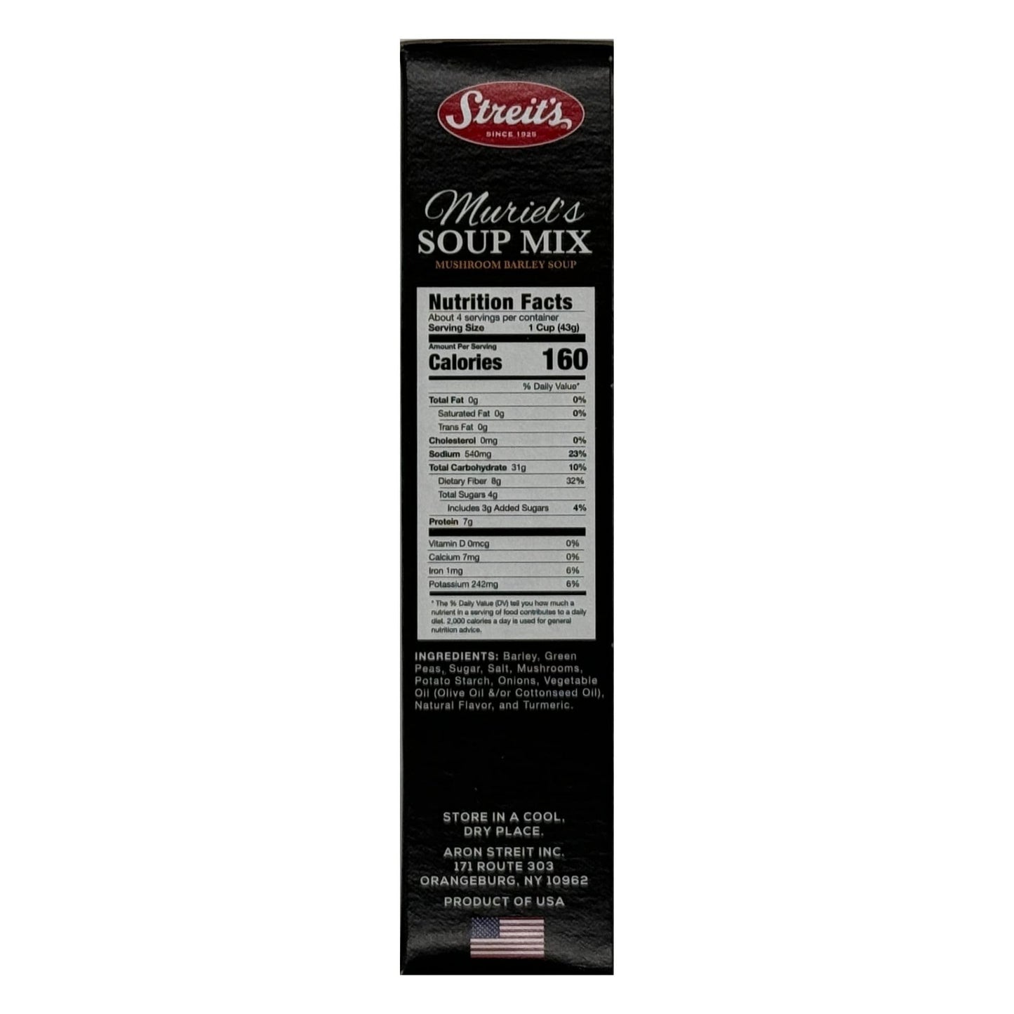 Streit's Mushroom Barley Soup - Muriel's Soup Mix, Hearty Mushroom Soup, Kosher Certified, No MSG or Hydrogenated Oils, Just Add Water, Vegan, Family Owned (6oz, Pack of 3)
