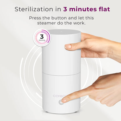 Menstrual Cup Sterilizer - Modern Menstrual Cup Cleaner Unscented Sanitizer - 2-Minute Automatic Steam Wash - Holder Fits Small Soft & Large Period Disc - 99.9% of Germs (Steamer + Cups)