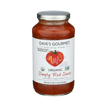 Dave's Gourmet Organic Simply Red Sauce - Non GMO, Vegan, Gluten Free Tomato Sauce
