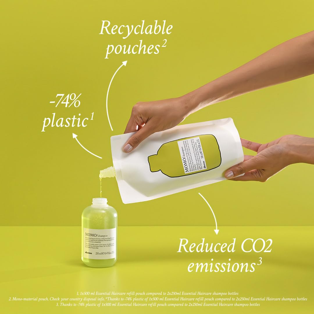 Davines MOMO Moisturizing Shampoo & Conditioner for Dry, Dehydrated Hair, Add Softness & Shine, Detangling Formula