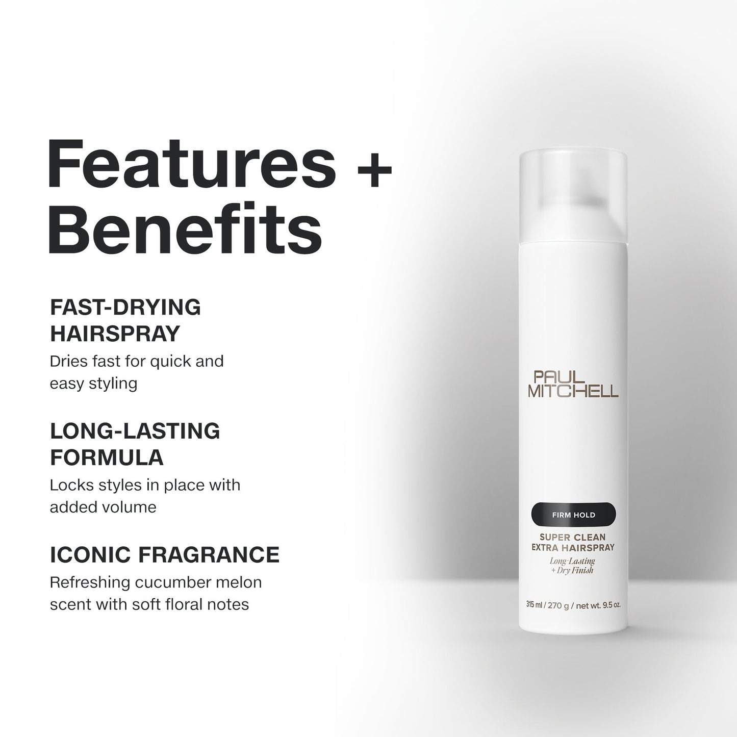Paul Mitchell Super Clean Extra Hairspray, Long-Lasting, Firm Hold + Dry Finish, For All Hair Types