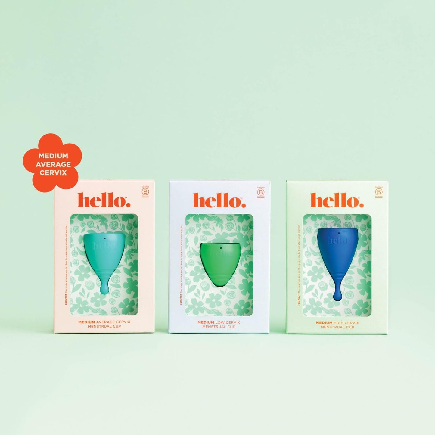 Hello Period Cup Low Cervix Menstrual Cup | Award Winning Reusable Soft Flexible Alternative to Pads & Tampons | Sustainable Feminine Hygiene | Leak Proof | Holds 21ml | 41mm Diameter, 43mm L (Medium)