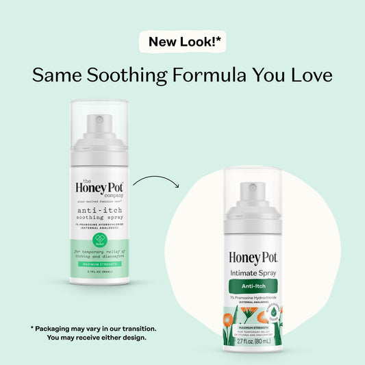 The Honey Pot Company - Feminine Anti-Itch Spray - At Home or On the Go Medicated to Relieve Itch and Irritation. Maximum Strength - 2.71 fl. Oz.