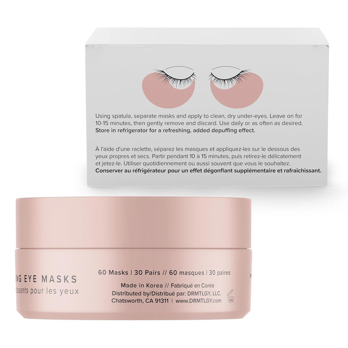 DRMTLGY Brightening Eye Masks – Biodegradable Hydrogel Under Eye Patches with Caffeine, Peptides, Hyaluronic Acid & Niacinamide – Depuff, Hydrate & Smooth Dark Circles – 60 Count