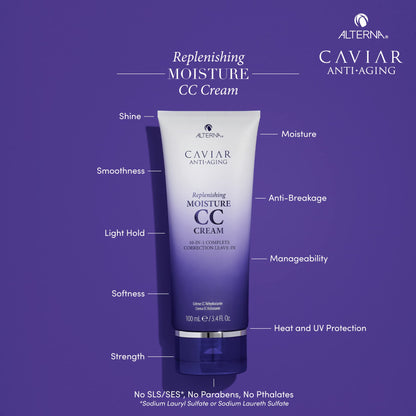 CAVIAR Anti-Aging Replenishing Moisture CC Cream |10-in-1 Hair Protection & Treatment Cream | Nourishes, Restores & Hydrates