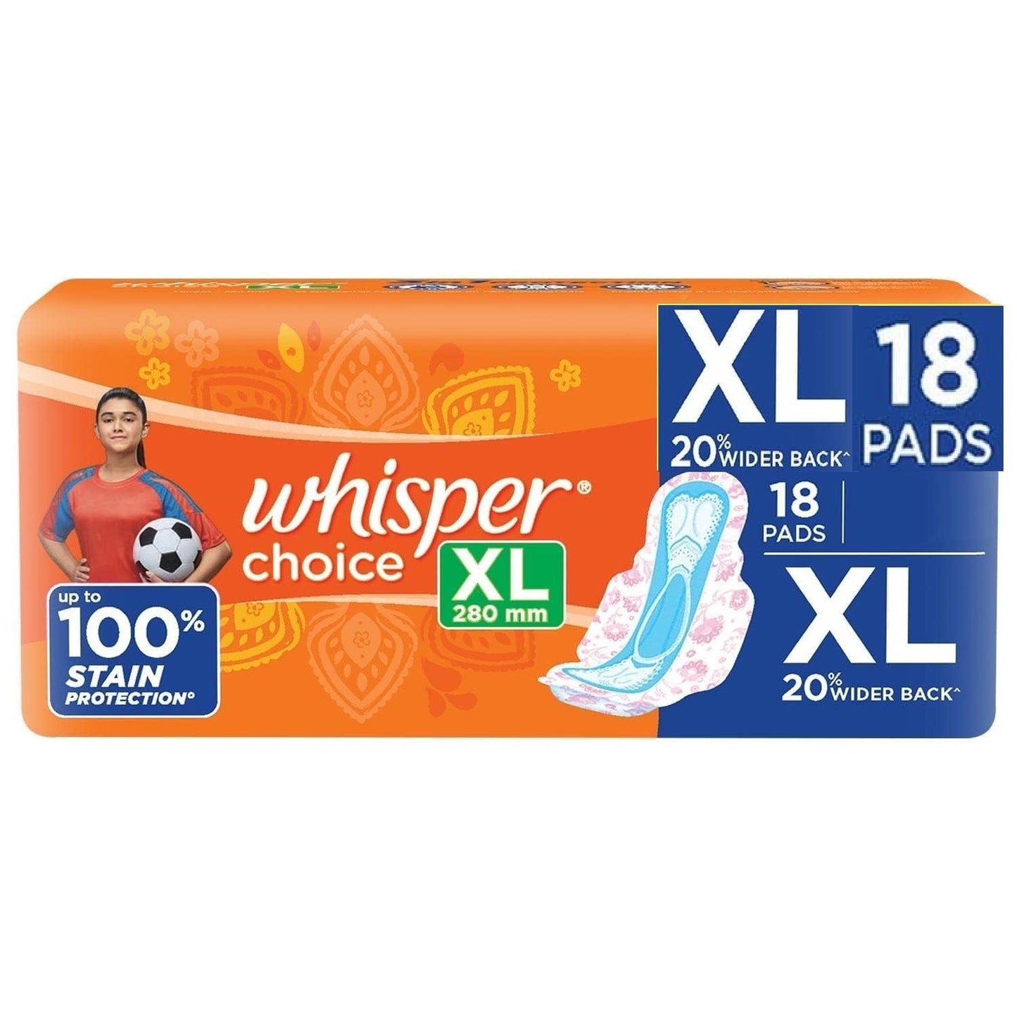 Whisper Choice Sanitary Pads with Wings - 18 Pads (Extra Large)
