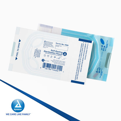 Dynarex Sterilization Pouches - Self-Sealing Autoclave Bags for Medical, Dental, Tattoo & Nail Care Tools - Blue-Tinted Transparent Cover, Dual Color Indicators (2.25" x 2.75", 200)