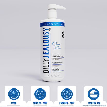Billy Jealousy Ocean Front Clarifying Shampoo for Build Up, Excess Oil, Dirt, Product & Hard Water, Refreshing Oily Hair Shampoo for Men, Scalp Detox Unclogs Hair Follicles, Paraben-Free, 33.8 Fl Oz