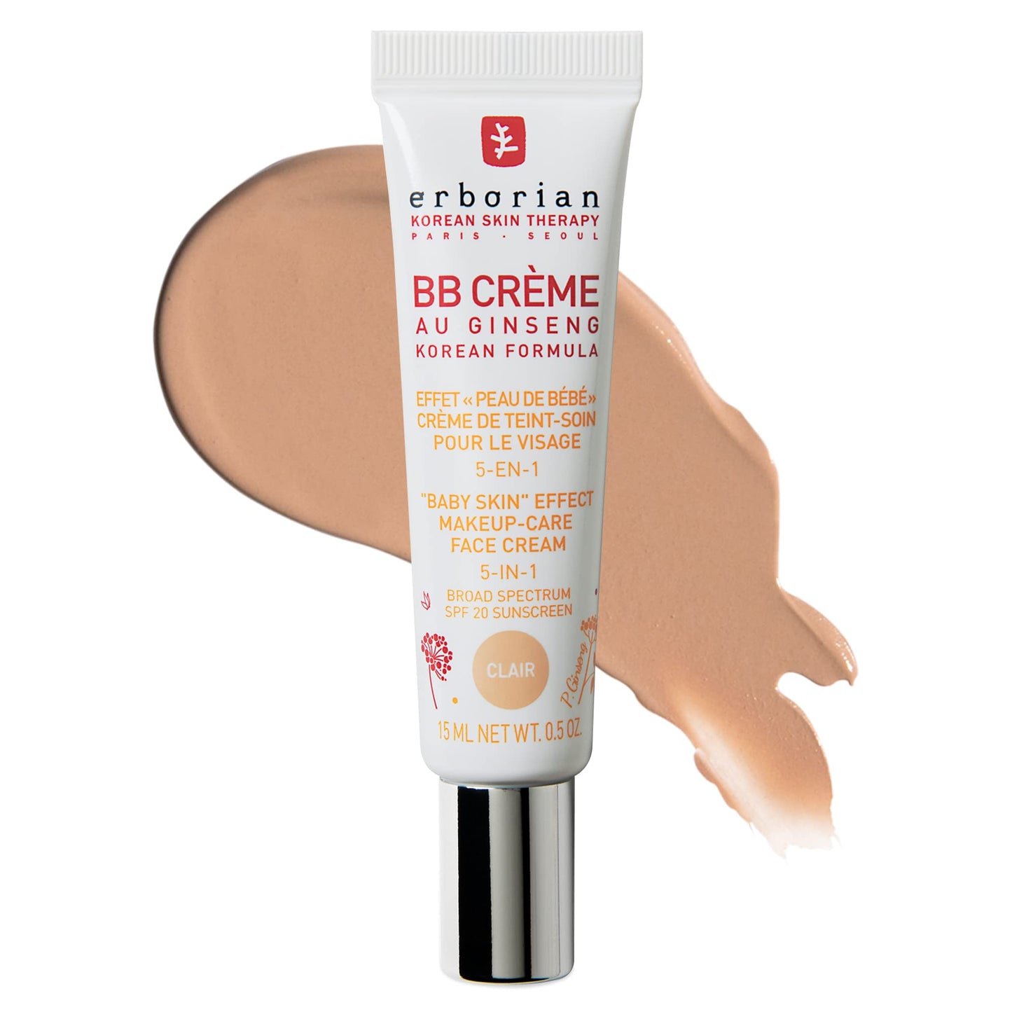 Erborian BB Cream Matte Beauty Balm SPF 20, Tone-Evening Korean Skincare Makeup Hybrid, Moisturizes & Conceals, Buildable Coverage, Natural Finish
