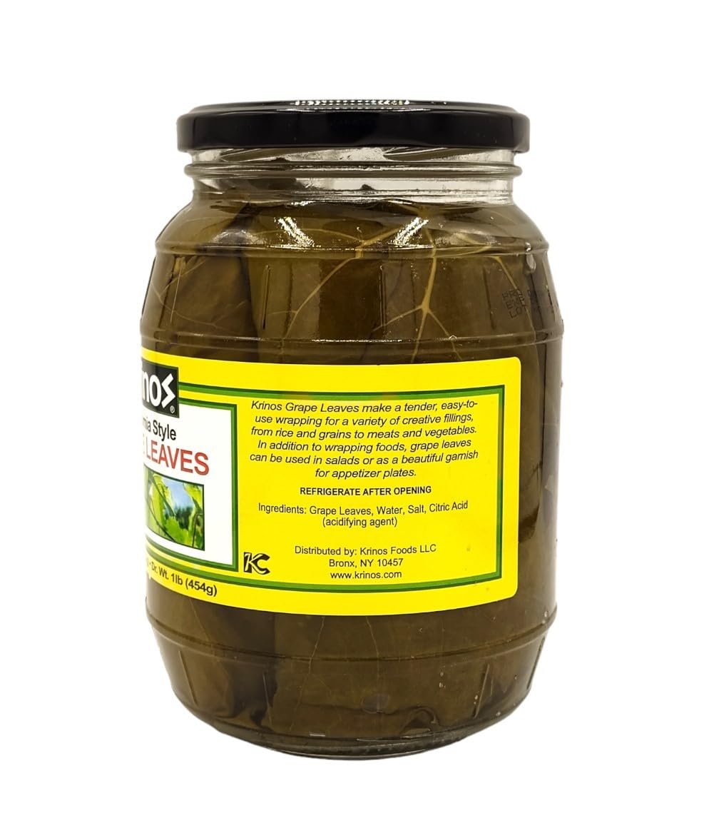 Krinos Grape Leaves in a Jar - Gourmet Leaves Premium Quality, 2 lbs (907 grams)