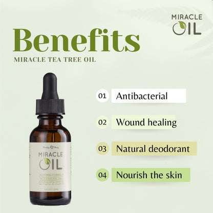 Earthly Body Miracle Oil, 1 fl. oz. - 100% Natural Tea Tree Oil, Hemp Seed Oil & Vitamin E - Moisturizer, Calms Skin Irritations, Helps Smooth Wrinkles - Gluten Free, 100% Vegan