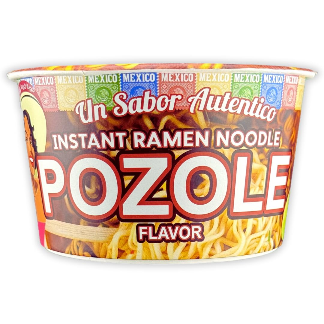 Pozole Instant Ramen Noodle Soup, Authentic Mexican Pozole Sopa, No Trans Fat, 9g Protein, Ready to Eat 3 Minute Meal, 6-Pack of 2.82oz Ramen Bowls