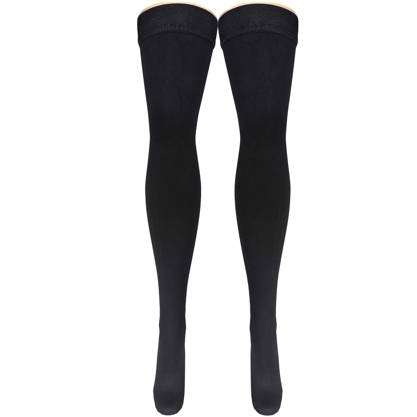 NuVein Men's Compression Socks, 20-30 mmHg Support, Dress Trouser Style, Thigh High Length, Black, Medium